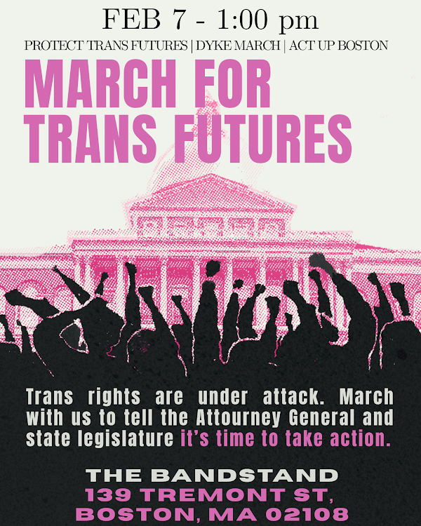 MARCH FOR TRANS FUTURES SATURDAY FEBRUARY 7TH @ 1 PM @ THE BANDSTAND IN BOSTON COMMON