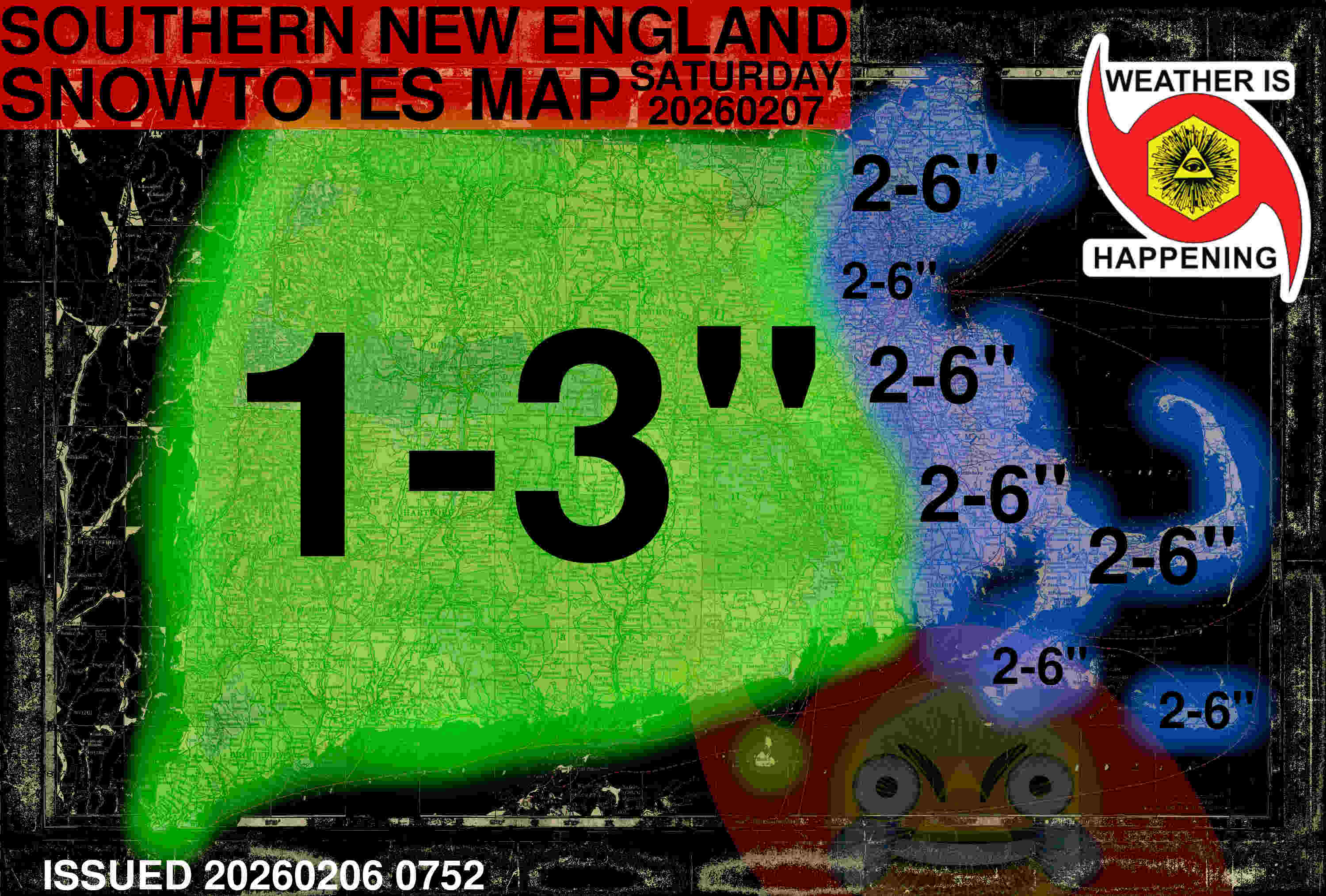 SOUTHERN NEW ENGLAND SNOWTOTES MAP SATURDAY 20260207