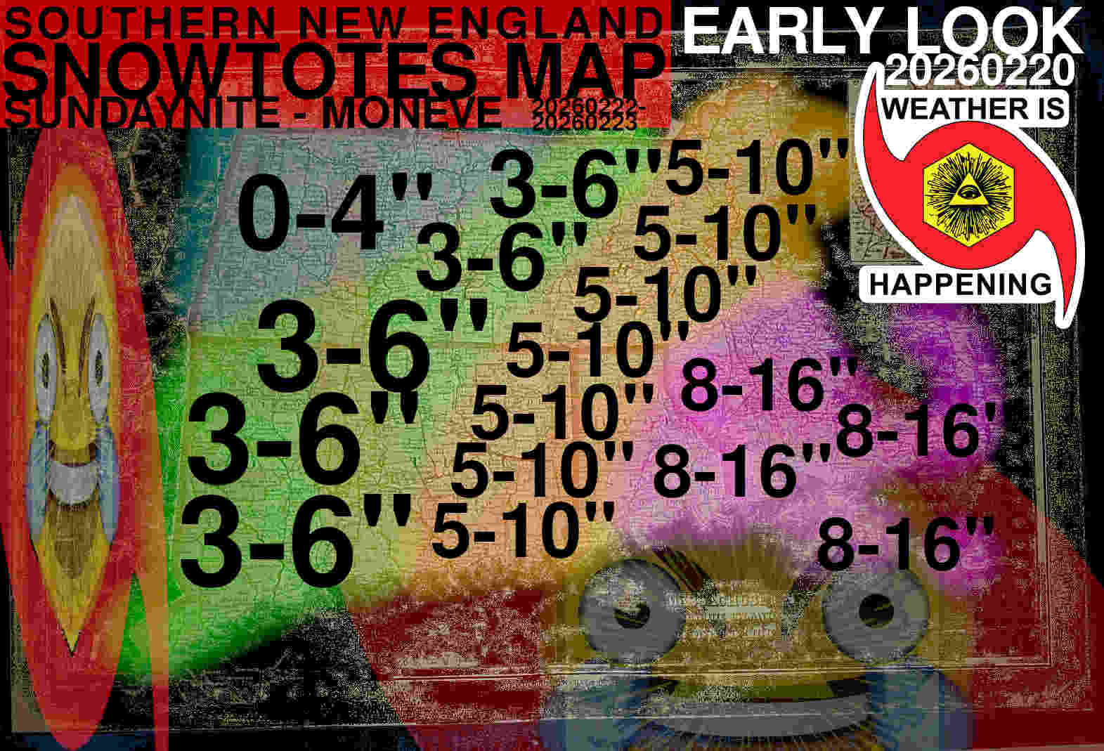 A SNOWTOTES MAP SHOWING 5-10 INCH OF THE FOOLISH WHITE STUFF 4 BOSTON